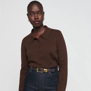 Reformation Berri Cashmere Polo Sweater
